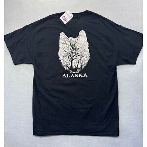 Del Sol Color Change Alaska Black T Shirt Wolf Trees Eyes Large NEW